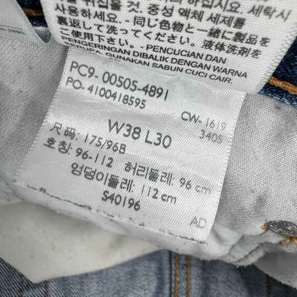 Levi's 505 Jeans Mens 38x30 (38x29 ACTUAL) Regular Fit Straight Leg Blue Denim - Picture 9 of 10